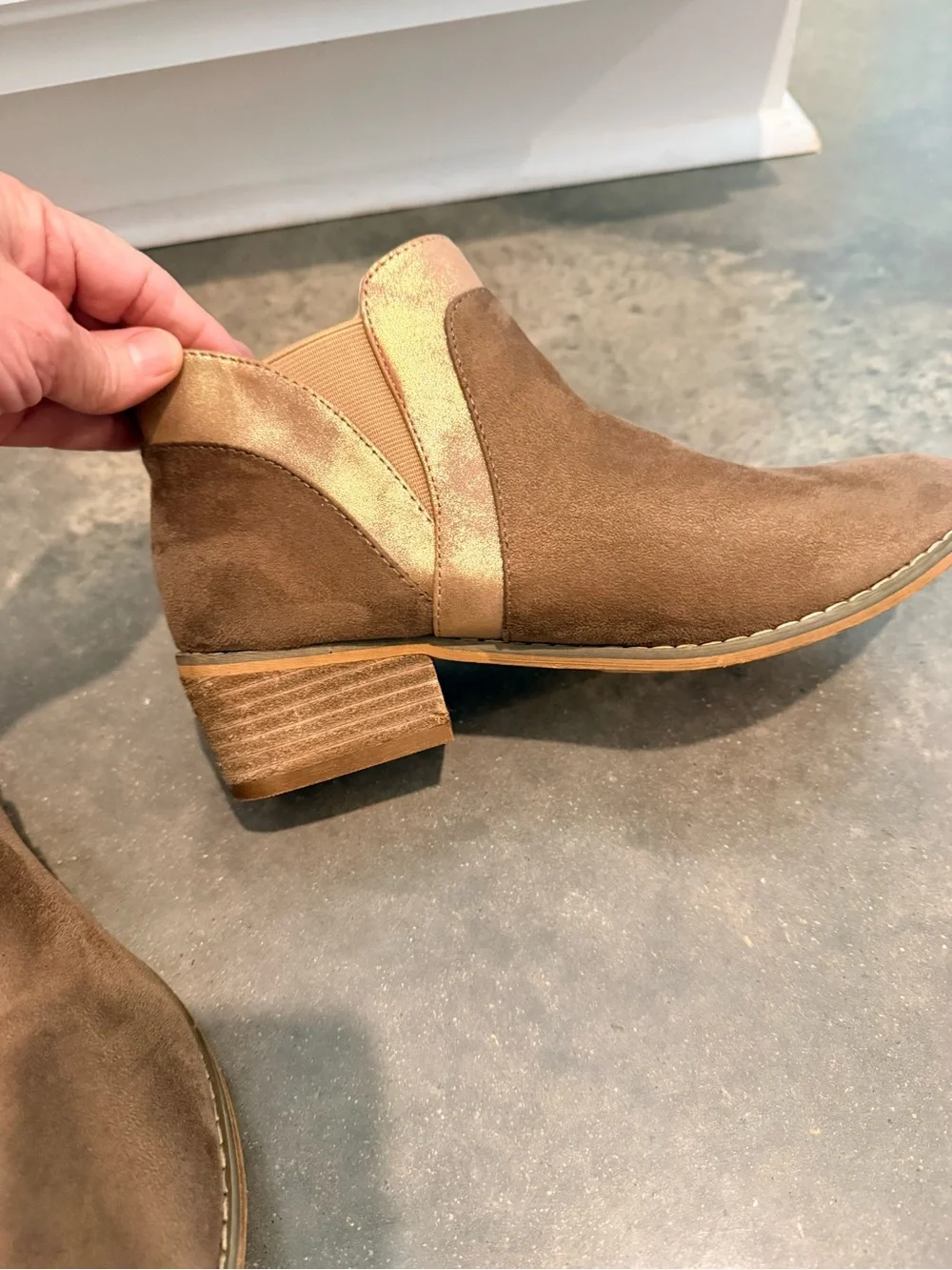 Corkys Two-Tone Brown Suede Ankle Booties
